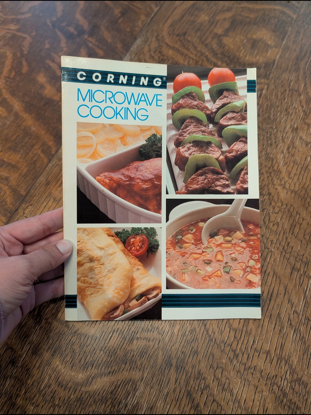 Corningware Microwave Cooking Recipe Booklet - Cream and Blue